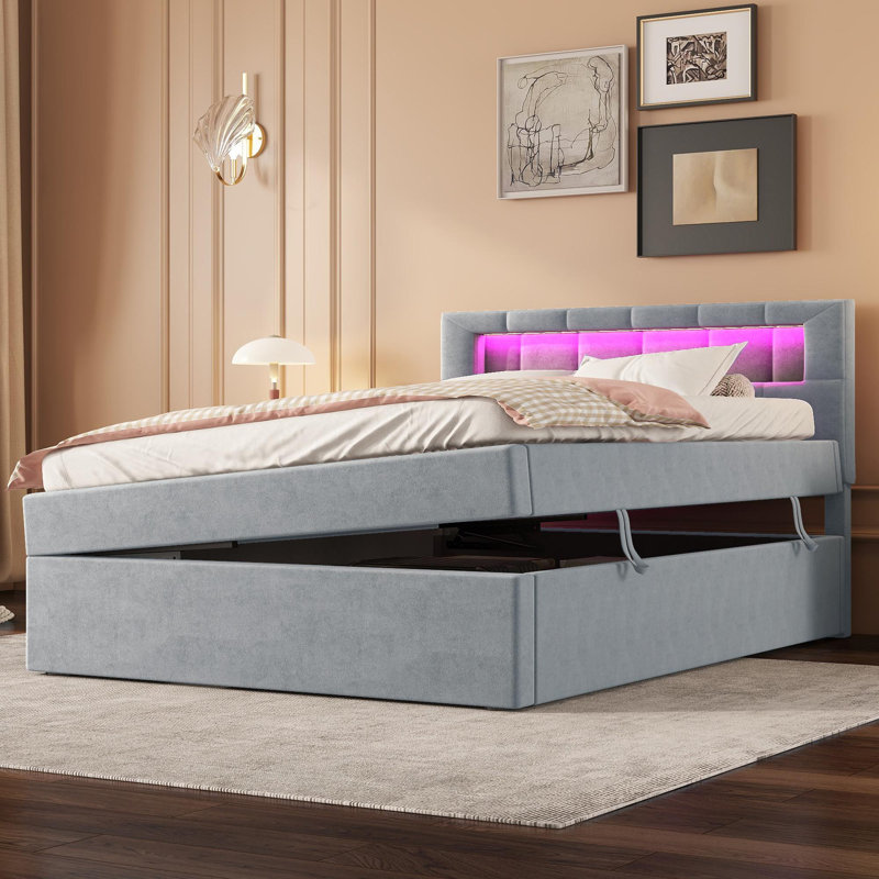 Dazha Upholstered Ottoman Storage Bed, Grey
