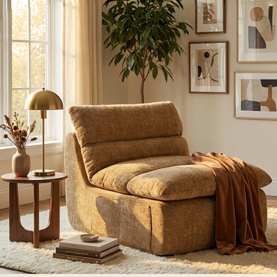 Fauteuil à billes géant sans accoudoirs en chenille géante avec coussin amovible de 32 po et support haute résilience