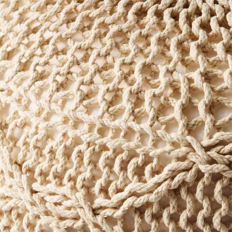 POUF ROND EN LAINE TRICOTÉE 20 X 20 Malibu, Laine ivoire