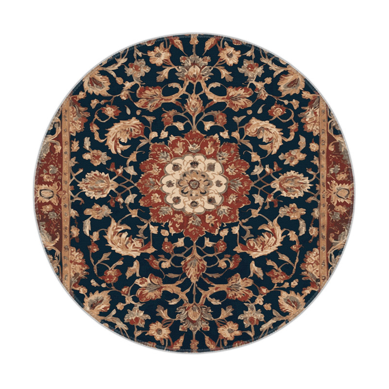 Tapis d'intérieur et d'extérieur brun Persian, Rond 5 pi