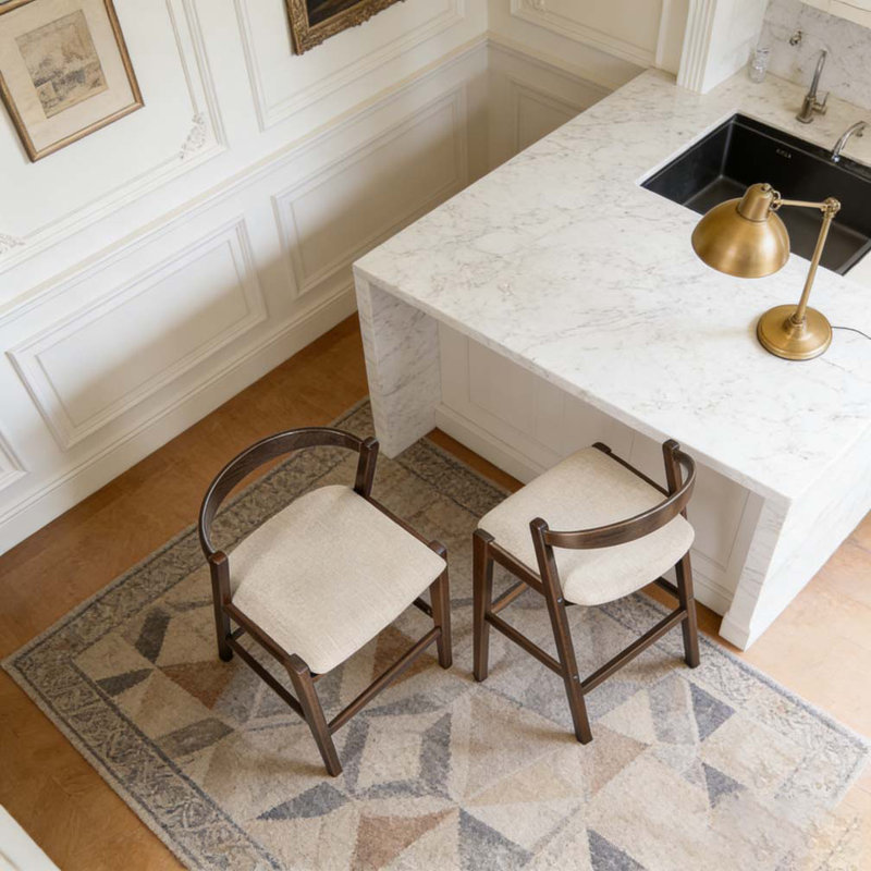 Tabouret d'intérieur en bois d'hévéa, brun foncé