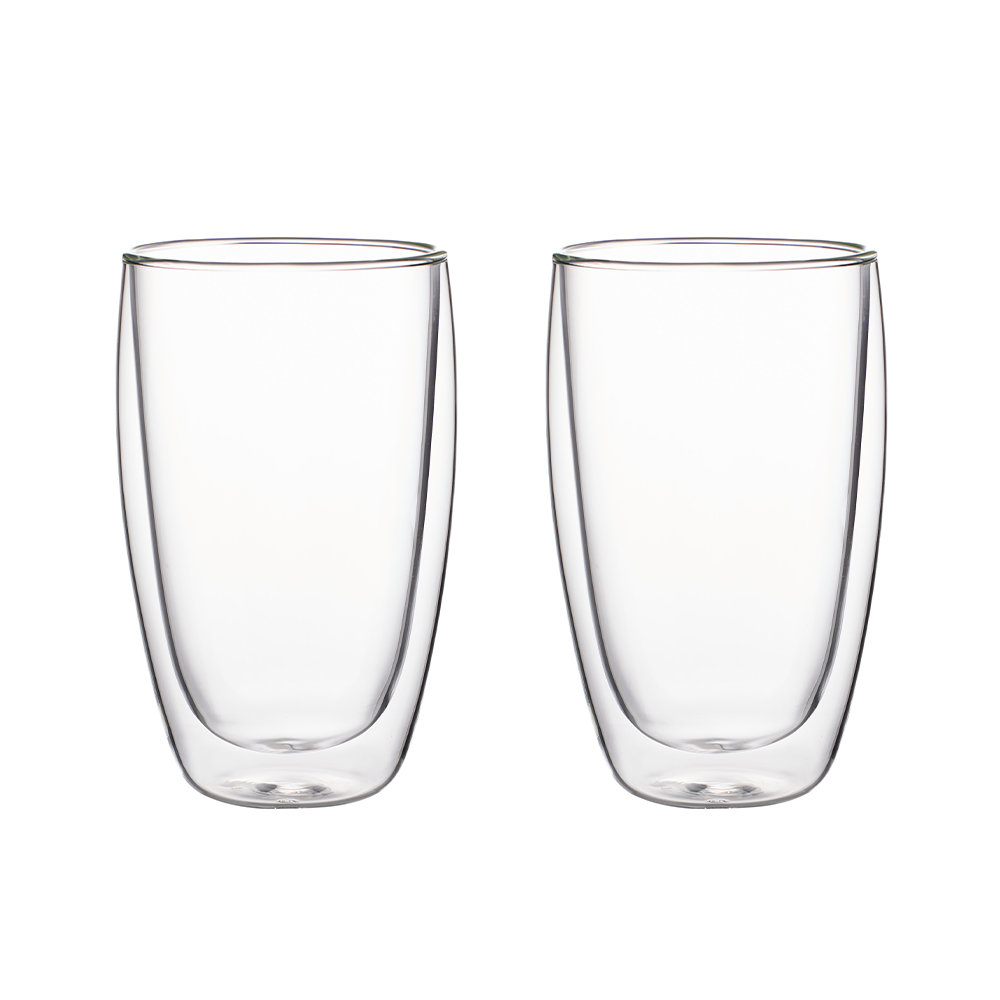 2-Pack Double-Walled Borosilicate Glass Coffee Cups