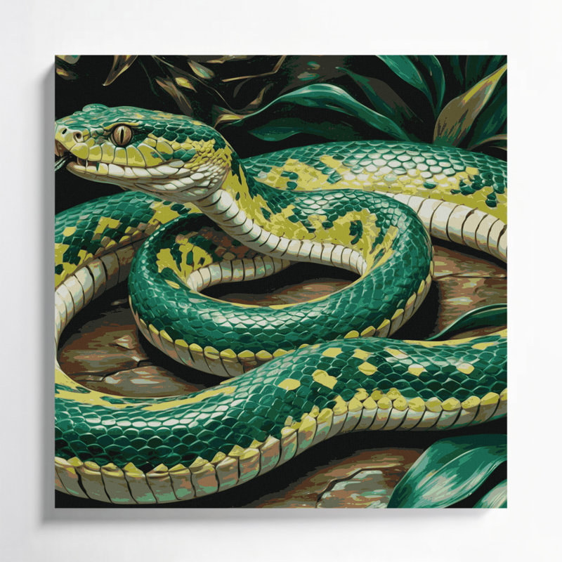 Art sauvage sur toile vert, H 12 po x l 12 po