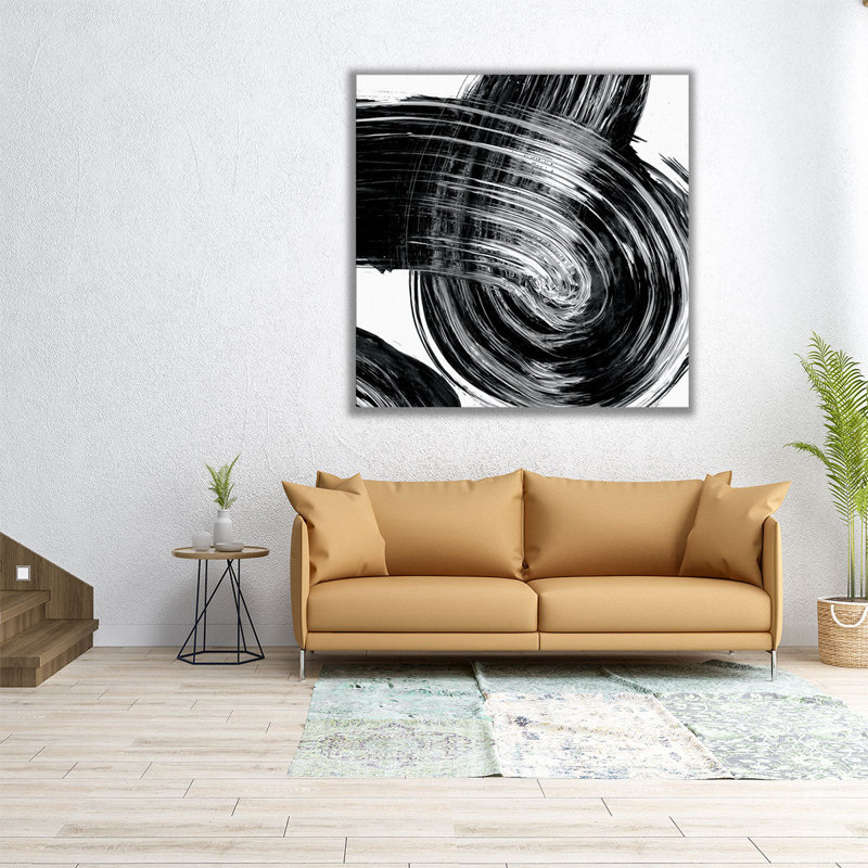 «Swirl IV Black and White», reproduction d'art sur toile, H 30 po x l 30 po