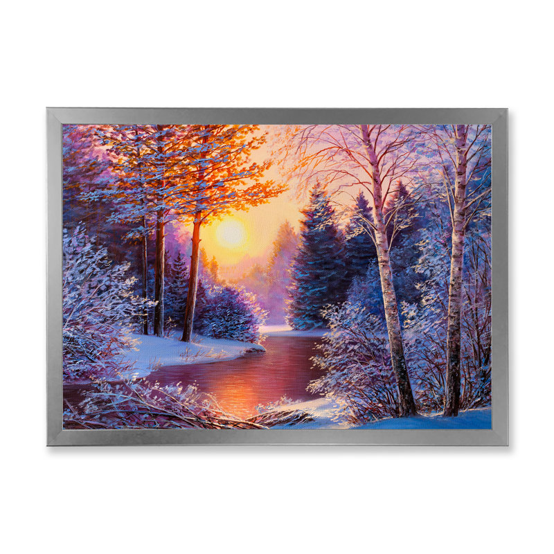 «Winter River», reproduction d'art sur toile, coucher de soleil sur la rivière Winter II, H 30 po x l 40 po x P 1,5 po