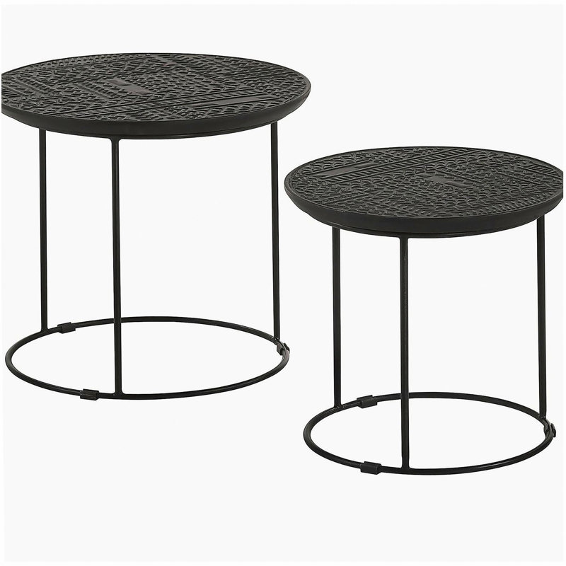 Ensemble de tables gigognes 2 pièces noir mat