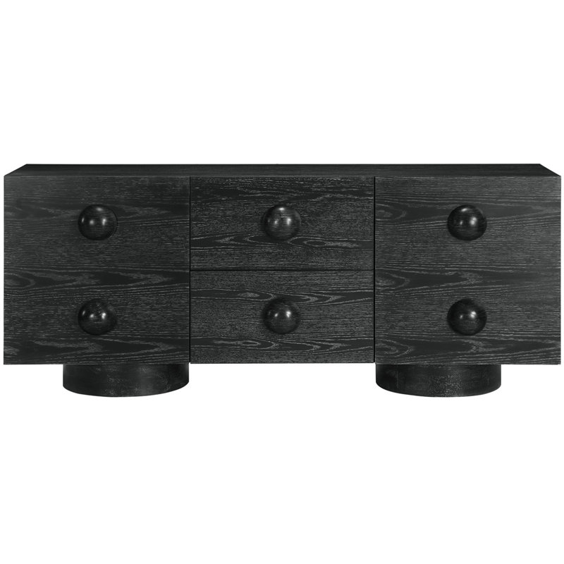 Kleintank Rubberwood with Veneer Sideboard / Buffet, Noir