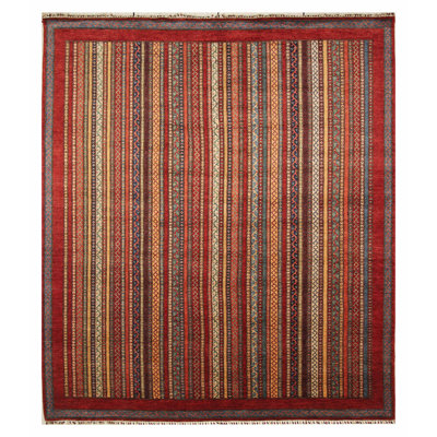 Aryana Wool Striped Area Rug in Red