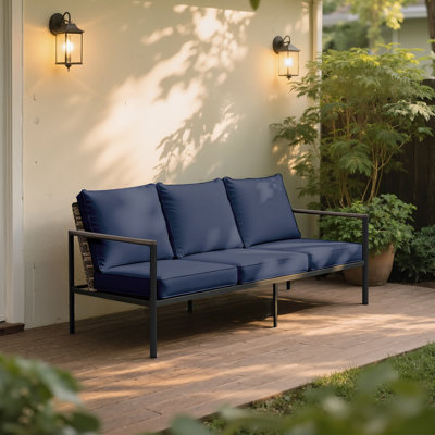  72” Aluminum Outdoor Sofa With Sunbrella Cushions