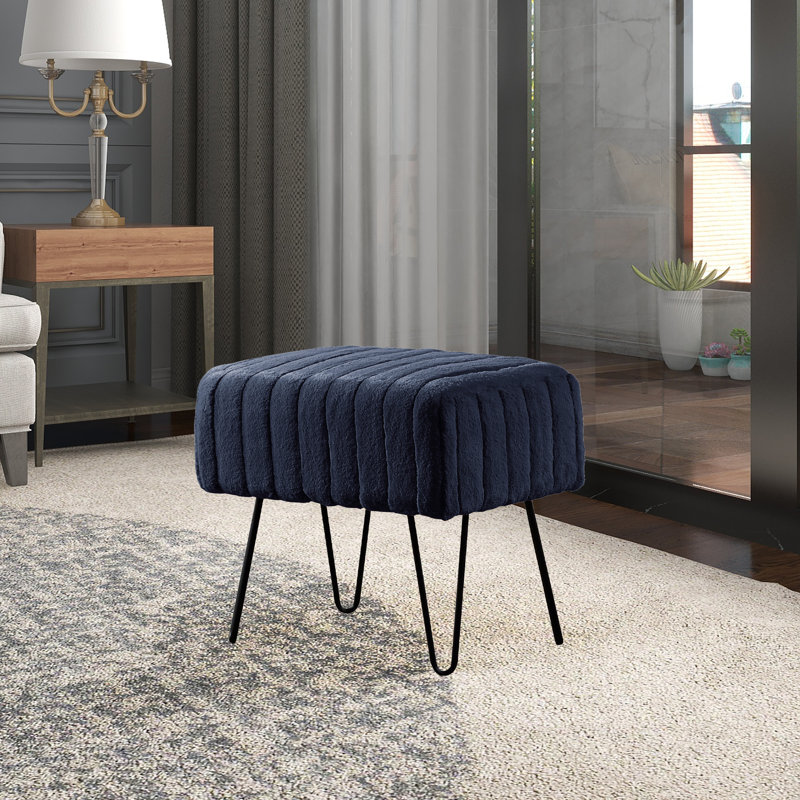 Defranco Upholstered Ottoman, Parisain Night Faux Fur