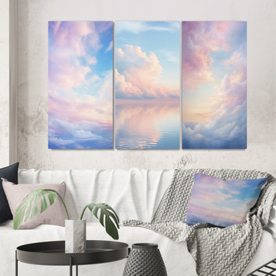 Pink Sky Photo Celestial Symphony - Landscape & Nature Art Set Of 3 Pieces