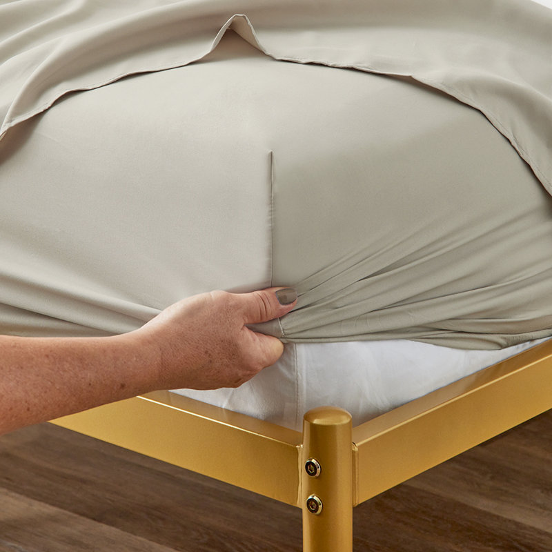 Cream Twin XL Organic Bamboo Cotton Microfiber Bed Sheet Set