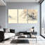 Paysage et nature montagne lac pavillon arbre brume eau ciel ensemble de 3 impressions sur toile-7315940