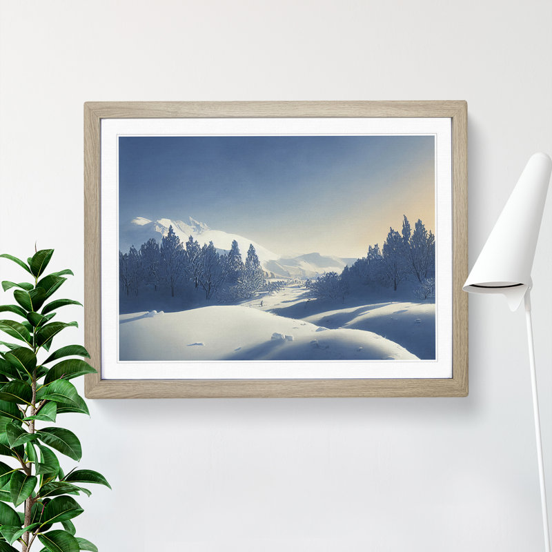 XH1022-10192X Winter Forest Landscape Vol.8 - Single Picture Frame Print, 25cm H x 34cm W x 2cm D, Oak