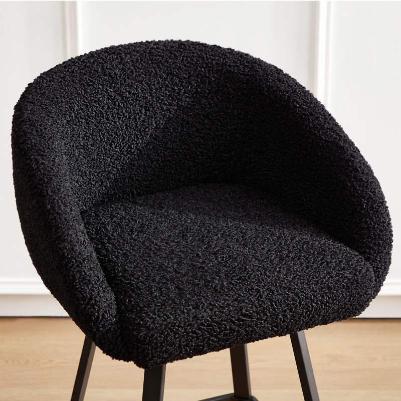 Tabouret de bar Sherpa 26,6 "avec structure en métal Absalom, 1, Noir Sherpa