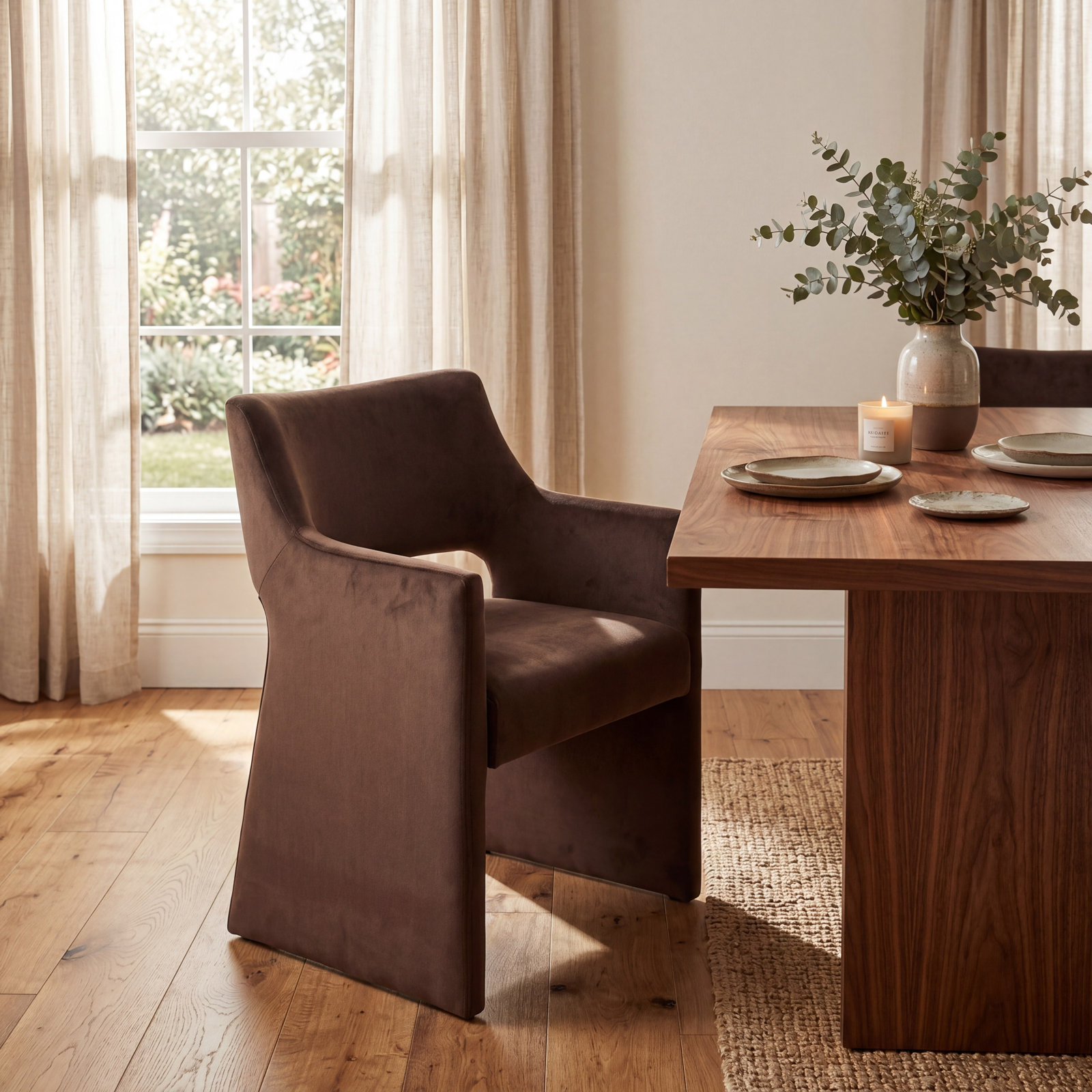 Velvet Armchair, Brown