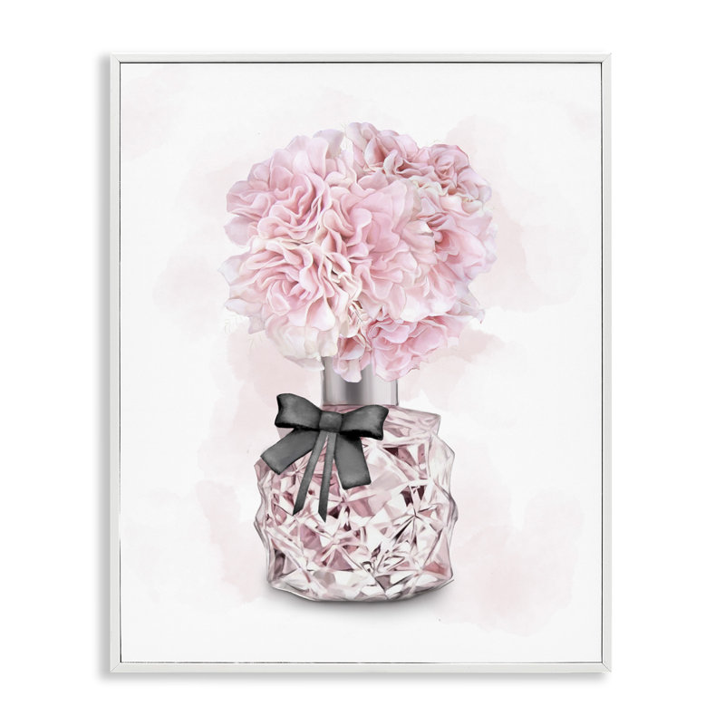 «Pink Flower Perfume Bouquet», art giclé sur blanc encadré par Ziwei Li, H 20 po x l 16 po, Giclée encadrée blanc bord de mer