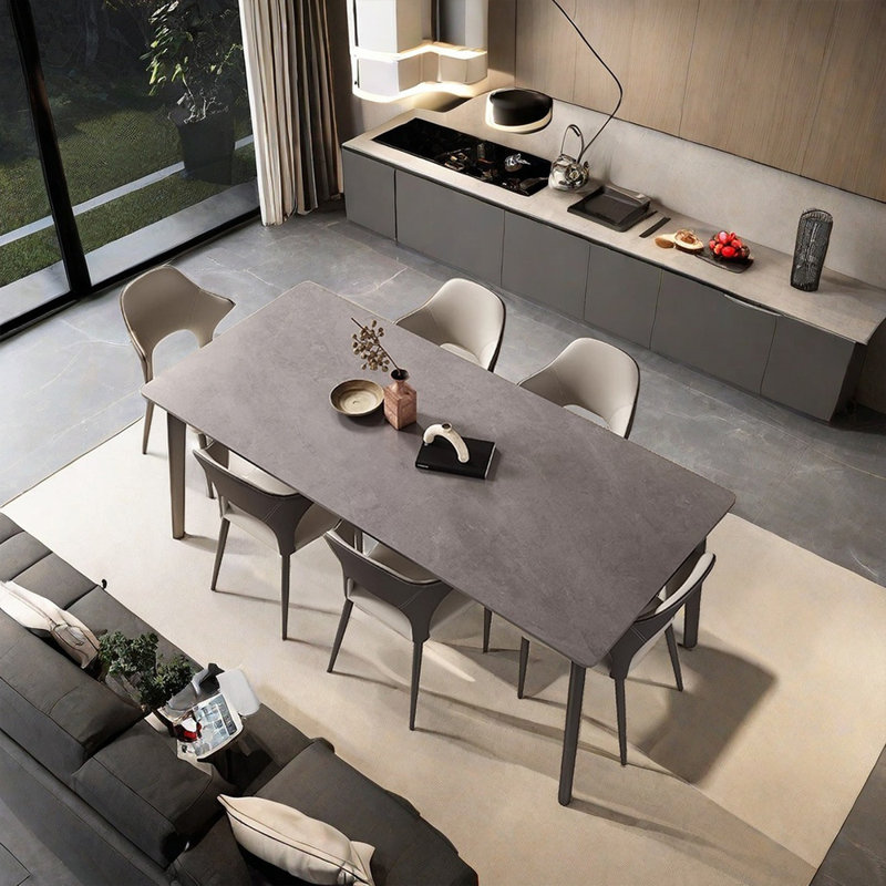 Chic charme des chaises de table en acier au carbone, H 29,52 po x L 70,86 po x l 35,43 po