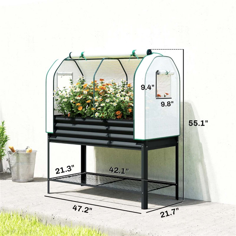 Outdoor Plant Boxs,Raised Garden Bed,Spacious Flower Boxs, Black