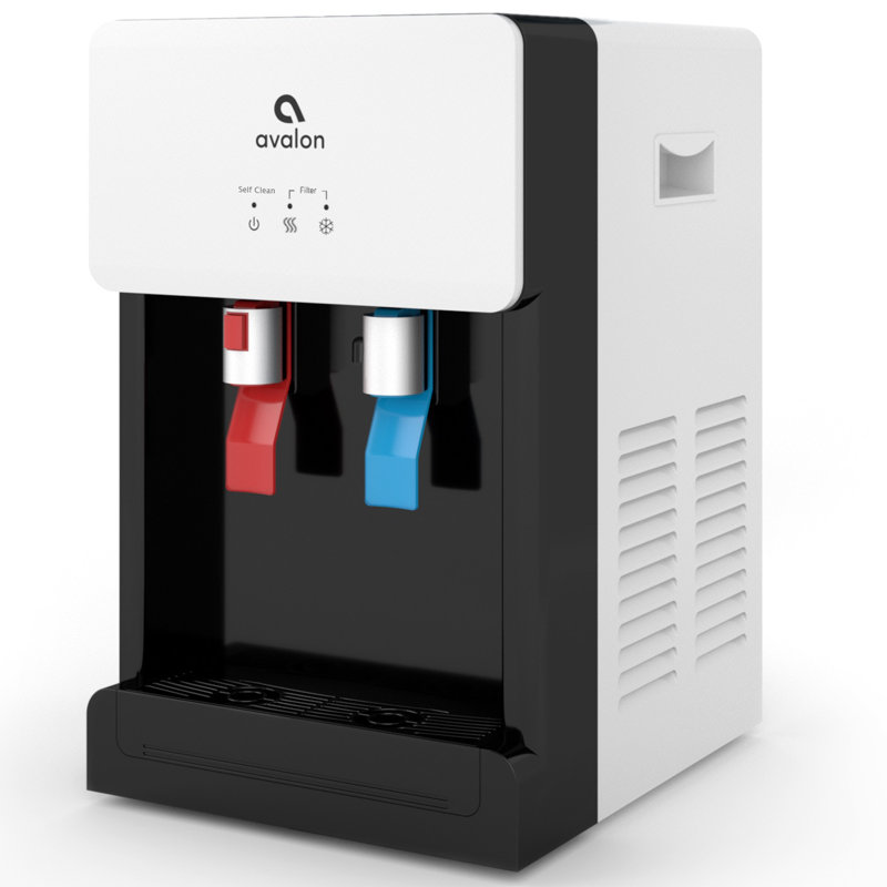 Avalon White and Black Countertop Self-Cleaning Water Cooler Dispenser