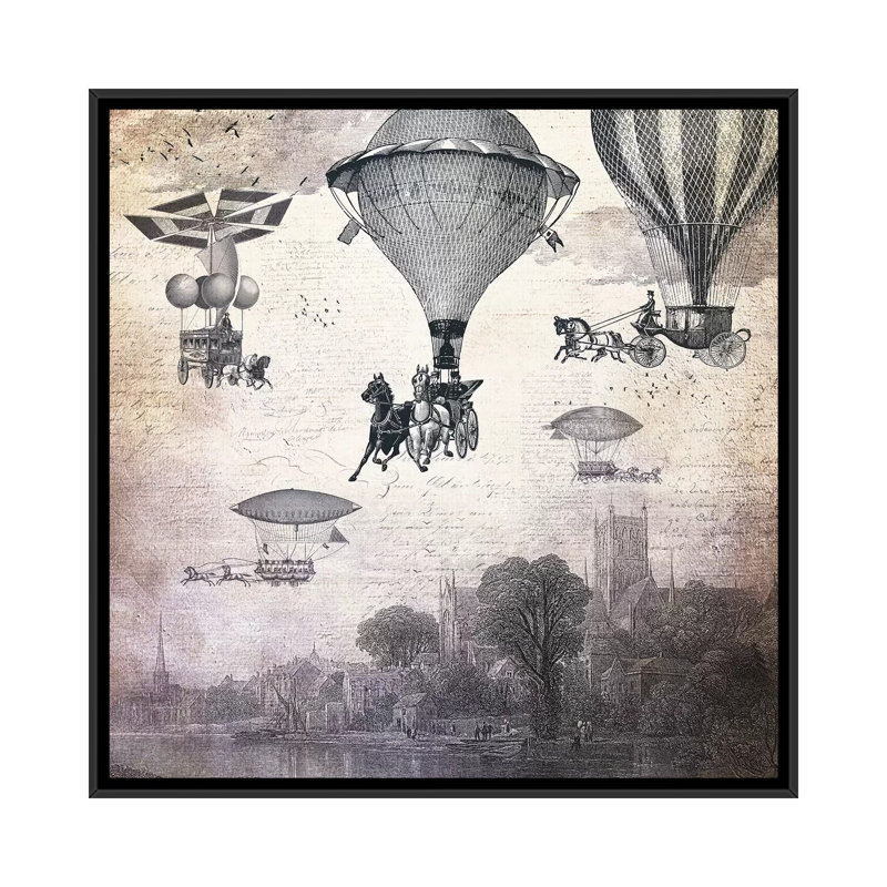 «Carrilloons Over The City», impression sur toile, H 18 po x l 18 po x P 1,5 po, Toile avec cadre noir, Pas de tapis