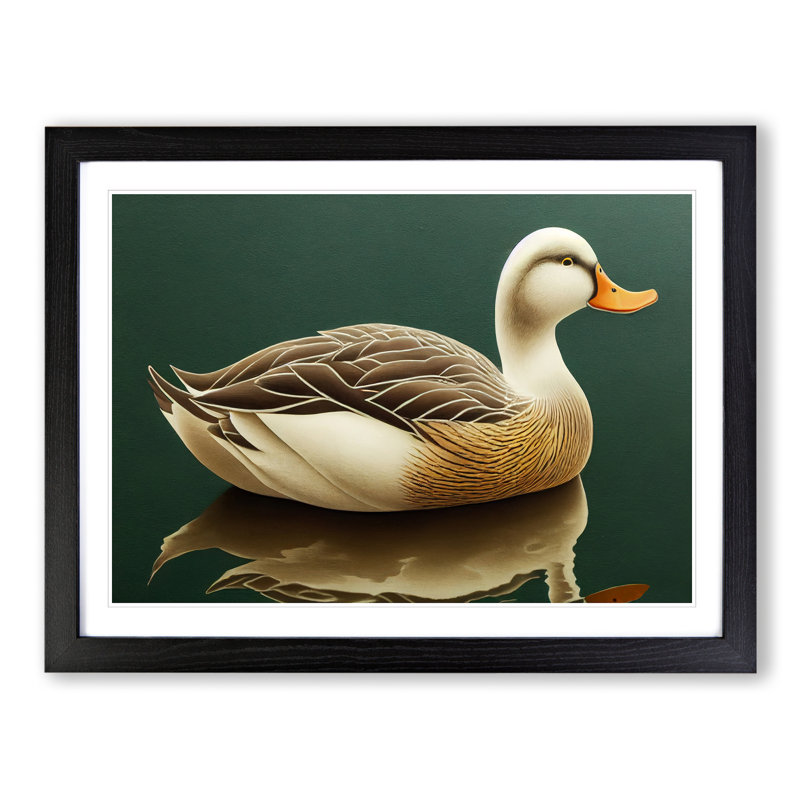 Serene Duck - Single Picture Frame Print, 46cm H x 64cm W x 2cm D, Black