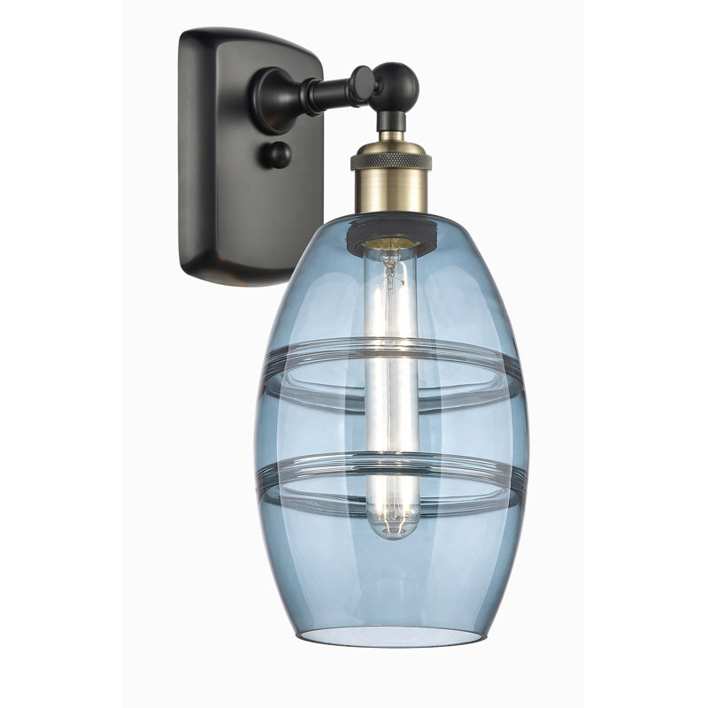 Applique murale en acier Bettylou, Laiton antique noir, H 9,13 po x l 5,88 po x P 7,06 po, Bleu princesse