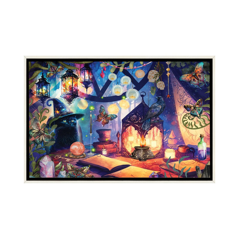 Diseuse de bonne aventure, Toile encadrée flottante blanc vieilli, H 18 po x l 26 po x P 1,5 po