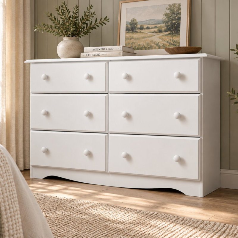 Commode double 6 tiroirs Genai, Blanc
