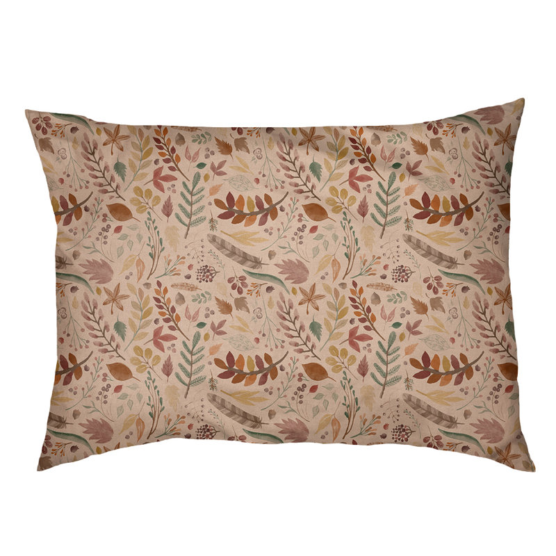 Oreiller d’automne à motif de feuillage d’automne, l 28 po x P 18 po x H 6 po, Orange / Jaune