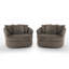 Ultra Plush Faux Rabbit Fur Oversized Swivel Barrel Chair with Three Pillows-1863962714