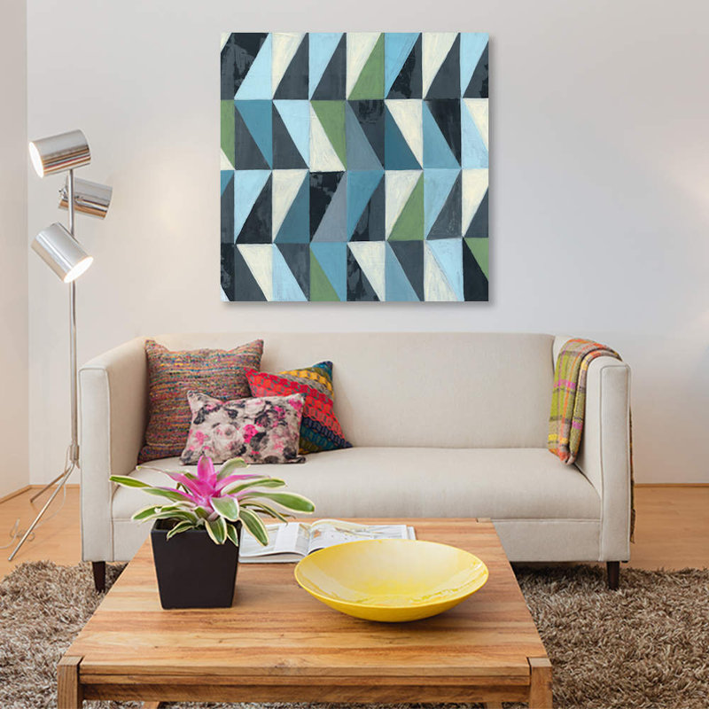 « geometric iii », reproduction sur toile, H 26 po x l 26 po x P 1,5 po, Pas de tapis, Toile tendue
