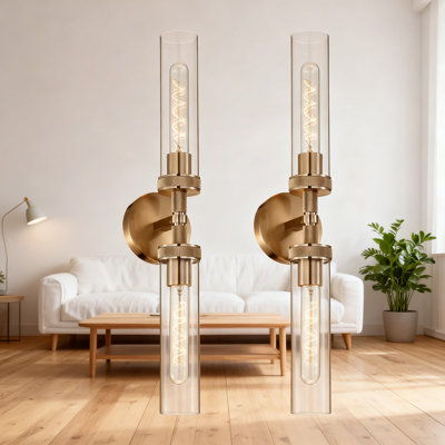 Lalula 2-Pack Bathroom Vanity Lights Wall Sconce With Clear Glass Shades, Modern Brushed Nickel Finish, 2-Light Fixture For Mirror Mounting In Horizontal Or Vertical Orientation