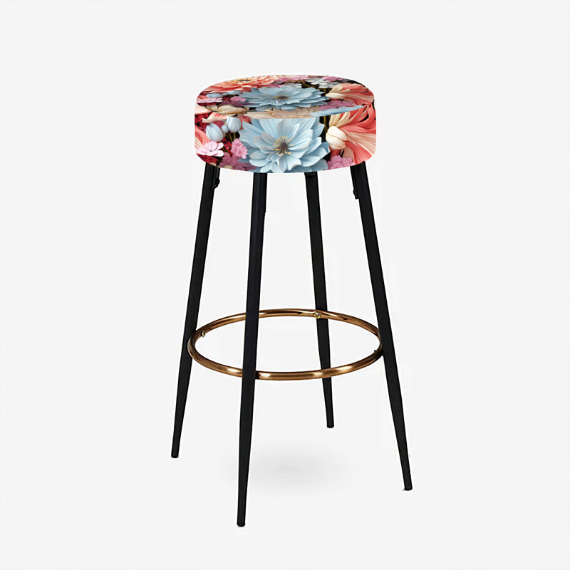 Ensemble de 2 tabourets de bar style pastel victorien à motif pastel