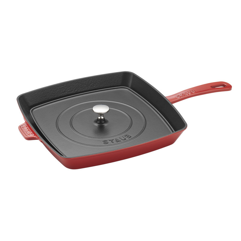 Staub Cast Iron Square Grill Pan, Cherry