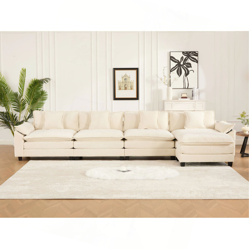 Accoudoirs plus larges, canapé modulaire moderne, pour chambre à coucher et appartement dans le salon, coussin de siège rembourré à double couche confortable, tissu chenille respirant