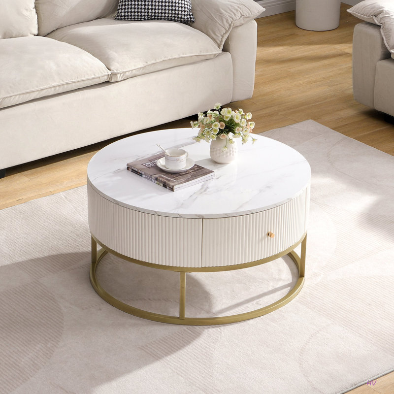 Table basse de 31,5 pouces avec tiroirs, table basse moderne avec rangement, table basse pour le salon