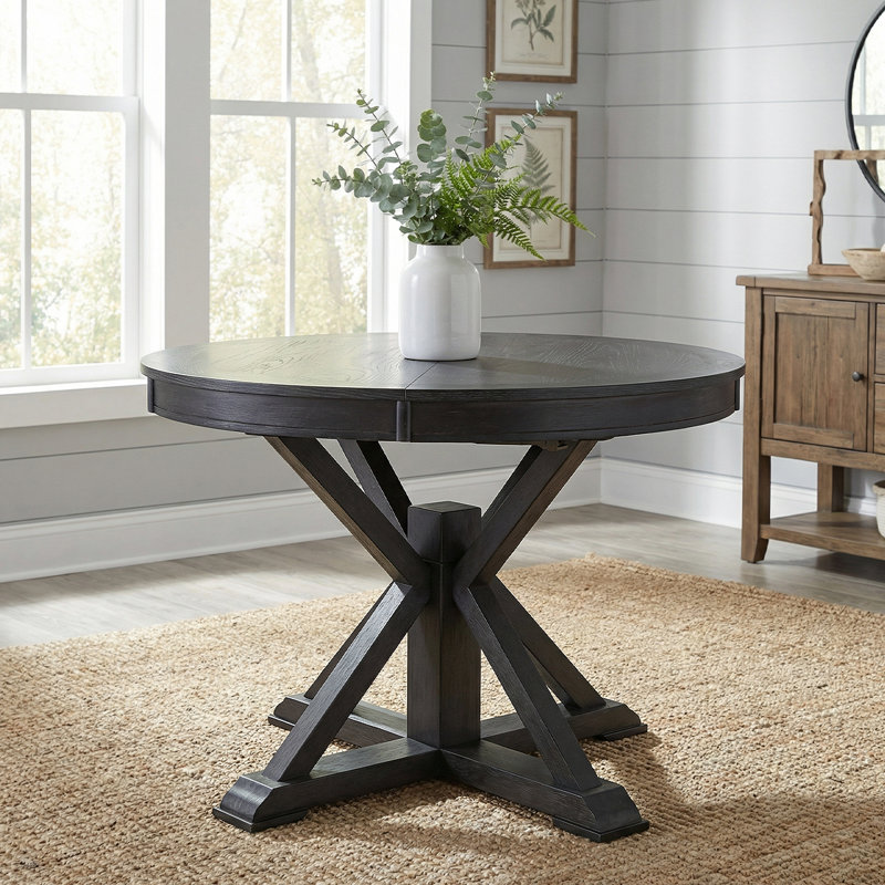Retro Extendable Dining Table With Butterfly Leaf - Solid Wood Base, Oval/Round Convertible For 6 People, Off White