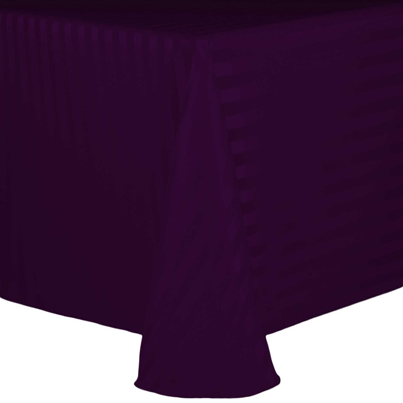 Latitude Run® Satin-Stripe Tablecloth Rectangular, Aubergine, 2, 156" x 90"