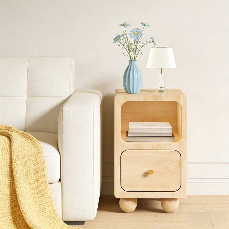 Small Narrow Nightstand With Drawers, Solid Wood Nightstand, Walnut Night Stand, Mid Century Side Table, Modern Bedside Tables For Bedroom