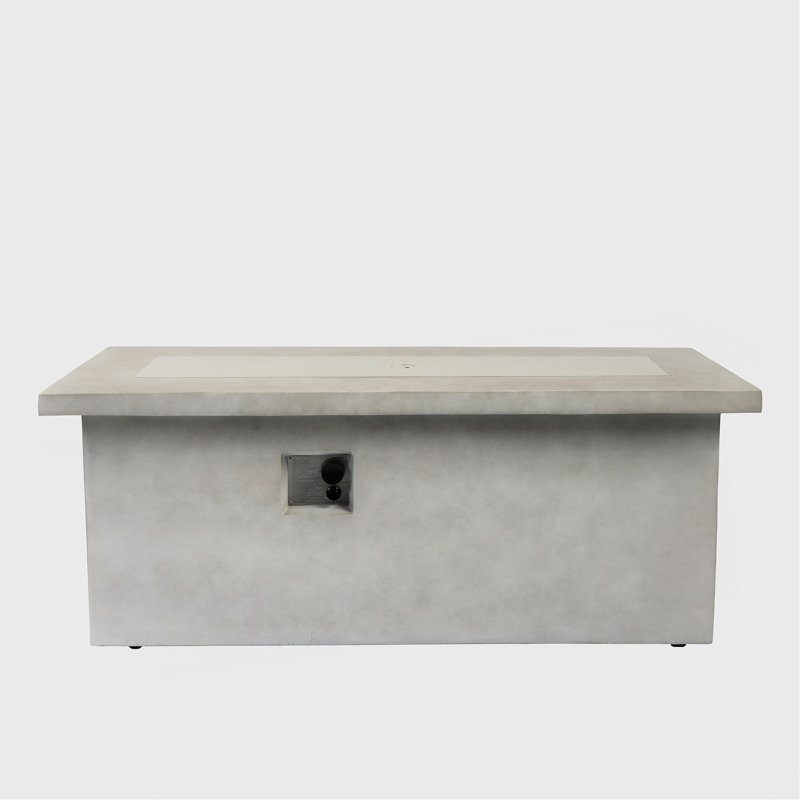 Table de foyer d'extérieur au gaz propane de 60 po 60 po, foyer rectangulaire en béton de 60000 BTU pour la cour extérieure - gris clair