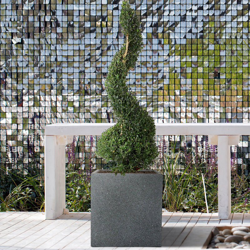 Textured Concrete Effect Square Planter By Idealist Lite, 31cm H x 30cm W x 30cm D