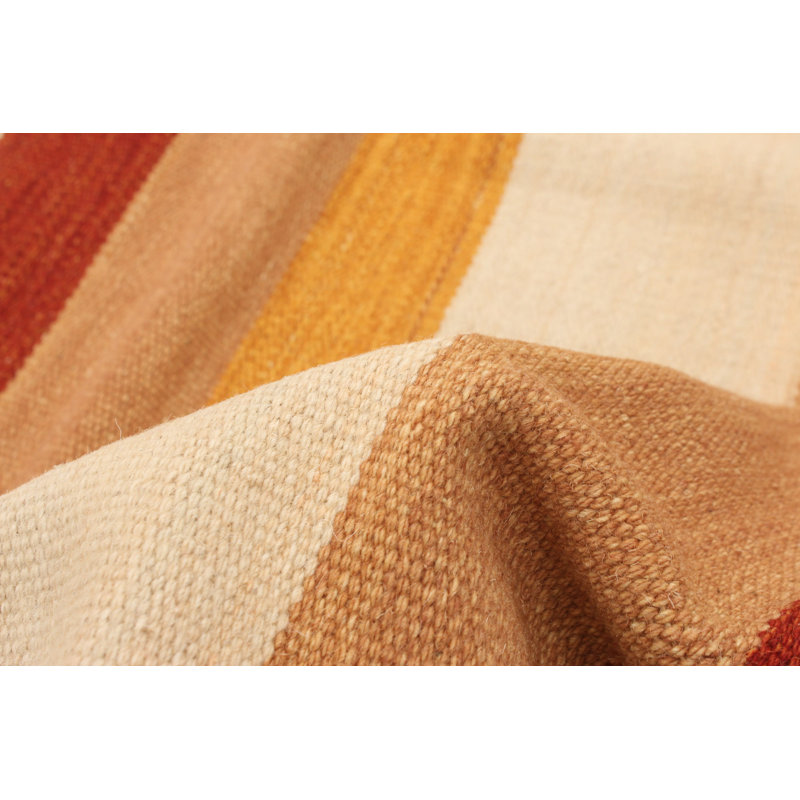 Tapis décoratif en laine de conception unique 7 pi 10 po x 9 pi 9 po noué à la main New Age Ivoire/jaune
