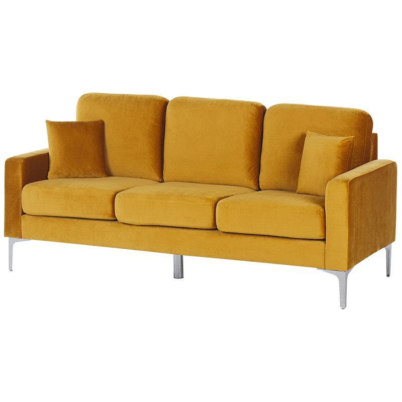 Angelica Velvet Sofa, Mustard Yellow