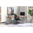 The City, Modern L-Shaped Office Desk for Office and Home, Walnut Strand Top with Brushed Silver Frame-92634388