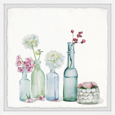 Triptyque de bouteilles florales