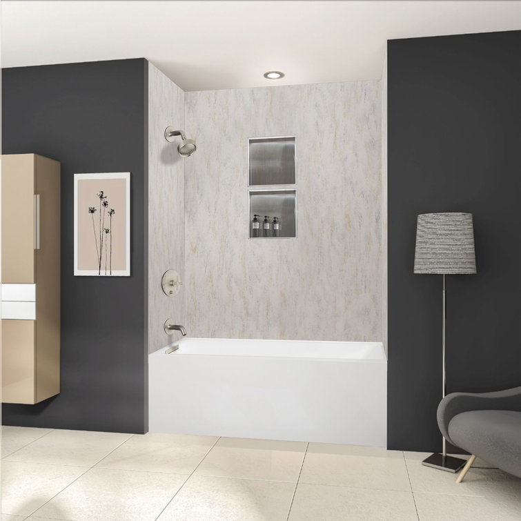 Transolid Unity AFR 60-in x 32-in x 22-in Alcove Acrylic Bathtub Kit With Left Hand Drain, White/Brushed Nickel