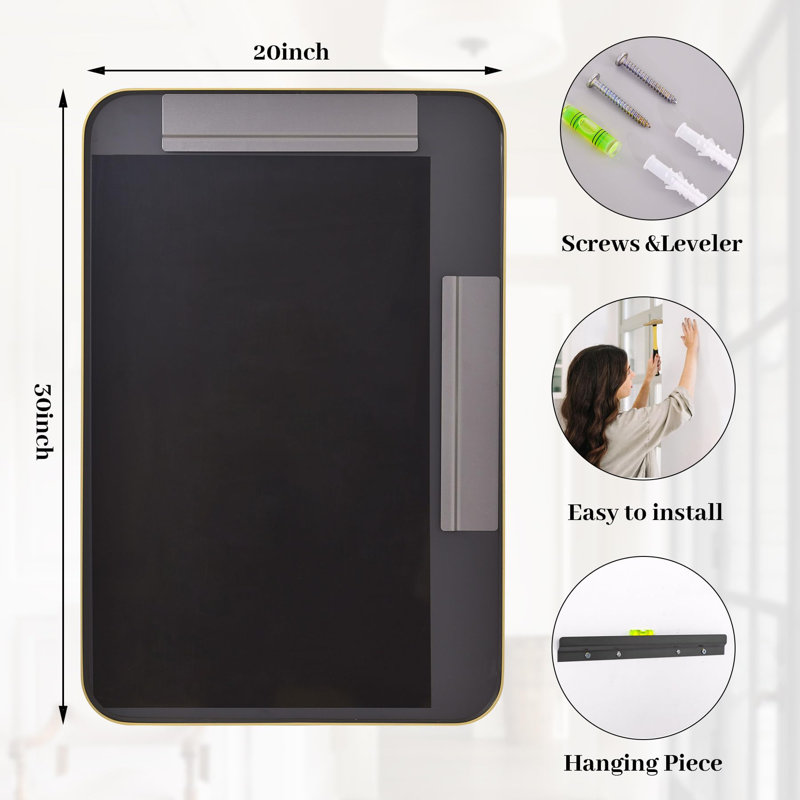 Wall Mount Mirror, 32.87" x 22.24", Black