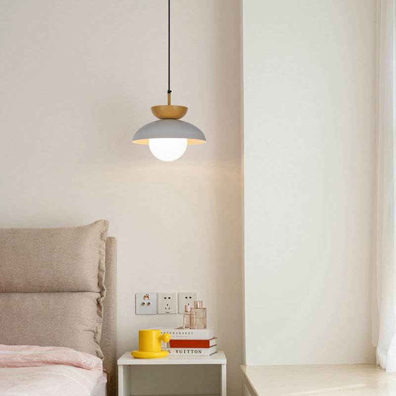 Luminaire suspendu noir à 1 lumière Makrina, Blanc