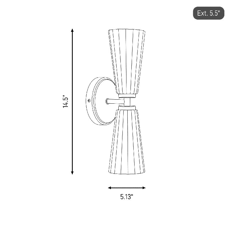 Keonta 2-Light Wall Sconce in Black, Black